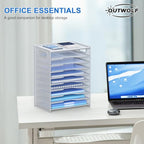 OUTWOLF 10 Tier Paper Organizer - Letter Tray Mesh Desk File Organizer with Handles for Office School Desktop, White - color: White