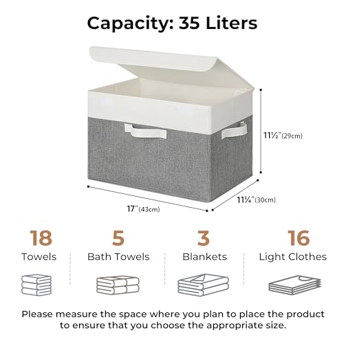 GRANNY SAYS Large Storage Bins with Lids, Collapsible Storage Box, Storage Basket for Shelves, Decorative Storage Bins, Toy Storage, Closet Organizers, White/Gray - color: White/Gray, size: Extra Large-2 Pack