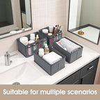 VERONLY Cosmetic Storage Bins Makeup Organizer, Adjustable Multifunction Storage Box Desk Drawer Divider for Makeup Brushes, Bathroom Countertop or Dresser, Set of 4 - style: Gray 4PC