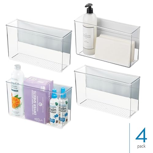 InterDesign iDesign Magnetic Large Clear Plastic Organizer Bins for Laundry Room Storage - 4-Pack - size: Large, style: Pack of 4