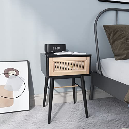 COZAYH Fully-Assembled Modern Farmhouse Clean-Lined Nightstand, End Table with 1 Drawer, Black - color: Black, style: 1 Drawer/1 pack