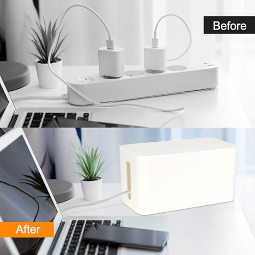 Mini Cable Management Cord Cover Wire Hider Box Concealer Organizer Protector System for Home Theater Entertainment Center Office School (Mini, White) - color: White