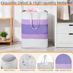 Stylish Freestanding Laundry Hamper with Waterproof Liner,72L Foldable Laundry Basket with Portable Handles Space-saving Storage Basket for Bedroom,Bathroom,Laundry Room,Easy Carry to Travel (Purple) - color: Purple