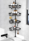 KEGII Corner Shower Caddy Tension Pole - Shower Tension Rod Organizer, Floor to Ceiling Shower Caddy 25-114.2 inch, Towel Rack Corner Waterproof, Black - style: Tension Caddy - Black