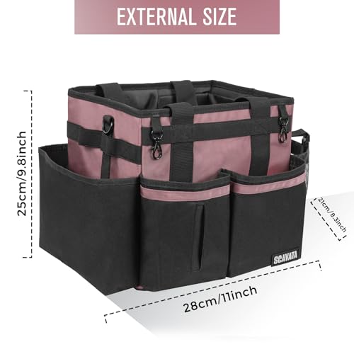 SCAVATA Compact Wearable Cleaning Caddy, Small Cleaning Caddy Supplies Organizer with Handle & Shoulder Straps for Housekeepers, Under Sink & Car Cleaning Tool Organizers Bag (LotusPink) - color: LotusPink