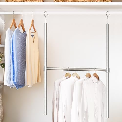 Simple Houseware Adjustable Closet Hanging Rod, Chrome - color: Chrome, size: 1 Pack