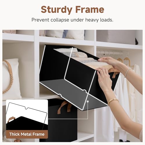 StorageWorks Storage Bins, Fabric Storage Bins for Shelves, Extra Large Storage Baskets with Metal Frame, Closet Baskets and Bins with Handles, Jumbo, Black, 2-Pack - color: Black, size: 19" L x 13 ¼" W x 11" H