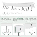 2 Pack Purse Organizer Wall Mount with 24 Rotating 180° Coat Rack, 14.6" Wooden Entryway Purse Holder, Wall Hooks for Hanging Belts, Ties, Keys, Scarf, Bras, Bag, Space Saving Hanger (White) - color: White