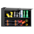VEVOR Metal Wall Cabinet, 30.31 x 12.01 x 19.69 Inch, Floating Garage Tool Cabinet with Up-Flip Door and Shelf, 240 lbs Load Capacity, Fit for Garage, Basement, Kitchen, Warehouse Assembly Required - style: Upgrade Flip up 20"