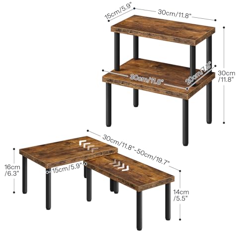 HOOBRO Cabinet Organizer Shelf, kitchen countertop organizer, Kitchen Storage, Spice Rack for cabinet, Stackable, Expandable, for Countertop,kitchen,cabinet, Rustic Brown BF15TL01 - color: Rustic Brown + Black