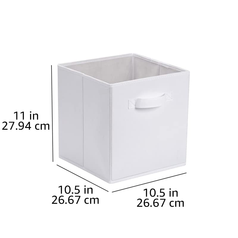 Amazon Basics Collapsible Fabric Storage Cubes Organizer with Handles, Sturdy Storage Bins, White, 10.5-x-10.5-x-11-inch, 6-Pack - color: White, size: 10.5"x10.5"x11"
