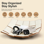 Valet Tray PU Leather Key Bowl for Men Women Entryway Table Nightstand Catchall EDC Dump Tray for Wallet, Keys, Jewelry Men's Gift - Coffee & White, 9.8" L x 9.8" W x 2" H - color: Coffee + White