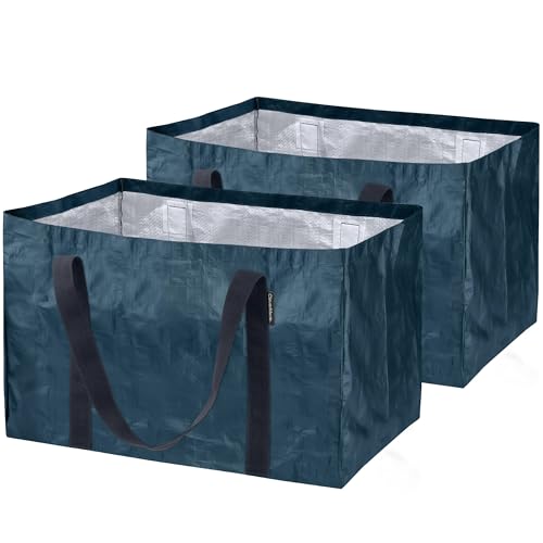 CleverMade Frakta Basket Reusable Grocery Tote - 76L - Pack of 2 - Ocean Blue - Collapsible Storage Shopping Organizer - Heavy Duty Utility Bag Home - color: Ocean, size: 76L