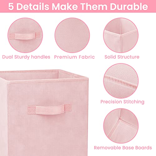 Criusia Storage Cubes - 11 Inch Heavy Duty Fabric Storage Bins for Shelves Closet, Cube Organizer - 8 Pack Collapsible Cube Storage Bins Baskets for Organizing Clothes Blankets Toys (Pink) - color: Peach Pink, size: Medium -11 inches