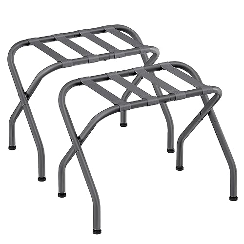 SONGMICS Luggage Rack for Guest Room, Set of 2 Suitcase Stands, Foldable Steel Frame, for Hotel, Bedroom, Holds up to 110 lb, 27.2 x 15 x 20.5 Inches, Slate Gray URLR001G02 - color: Slate Gray, style: Basics