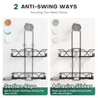 Sewulidon Stainless Steel Hanging Shower Caddy for Handheld Shower Heads,Adjustable Height Extra Long Bathroom Shower Organizer Hanger Rack with Hooks,Soap Holder - color: Black