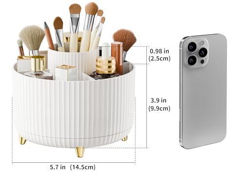 fanado 360° Rotate Makeup Brush Holder Organizer, Makeup Organizers Countertop, Makeup organization and Skincare Storage for Vanity, Desktop, Bathroom (White) - color: White