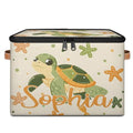 Custom Storage Basket with Name, Personalized Storage Bins with Zipper Lid, Foldable Fabric Storage Box Large capacity with Handle Starfish Turtle - color: Option 26