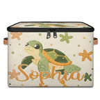 Custom Storage Basket with Name, Personalized Storage Bins with Zipper Lid, Foldable Fabric Storage Box Large capacity with Handle Starfish Turtle - color: Option 26