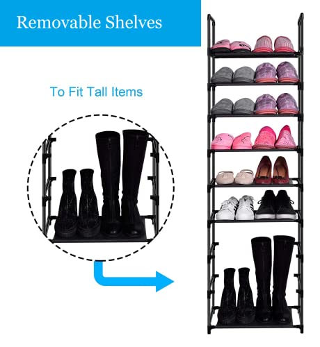 10 Tier Metal Shoe Rack for Entryway, Closet, Bedroom, Narrow Tall Shelf Organizer for Space Saving Storage, Hold 18-22 Pairs of Shoes, Easy Assembly - size: 10 Tier