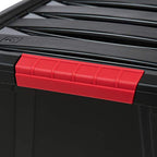 IRIS USA 32 Qt Stackable Plastic Storage Bins with Lids, 6 Pack - BPA-Free, Made in USA - Garage Organizing Solution, Latches, Durable Nestable Containers, Secure Pull Handle - Black - size: 32 Qt, style: 6 Pack