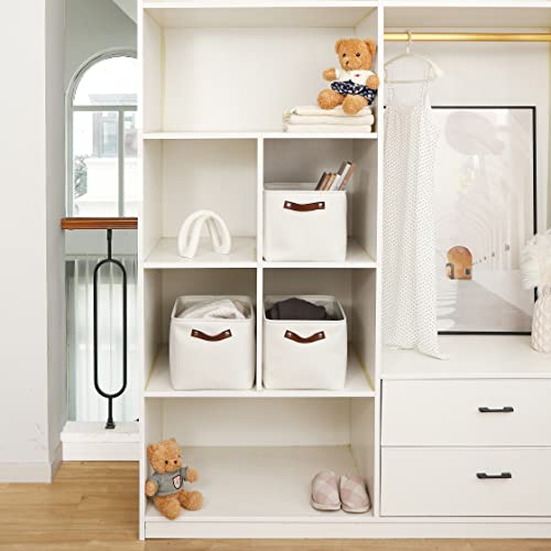OrganiHaus Large Fabric Storage Baskets for Shelves 3 Pack, 15x11in Closet Storage Bins, Canvas Storage Bin for Organizing, Cloth Baskets, Linen Closet Organizers, Off-White - color: Full Off-White, size: Large - 3pc