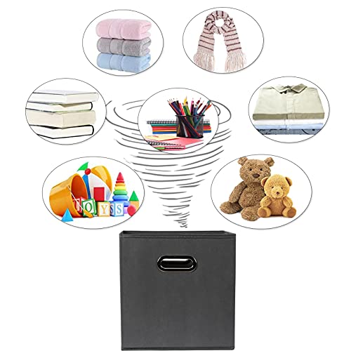 Fabric Cloth Storage Bins,Fabric Cube Organizer with Dual Handles Foldable Cube Storage Baskets for Home Bedroom Storage,Set of 6, Gray - color: Gray, size: 6 Pack