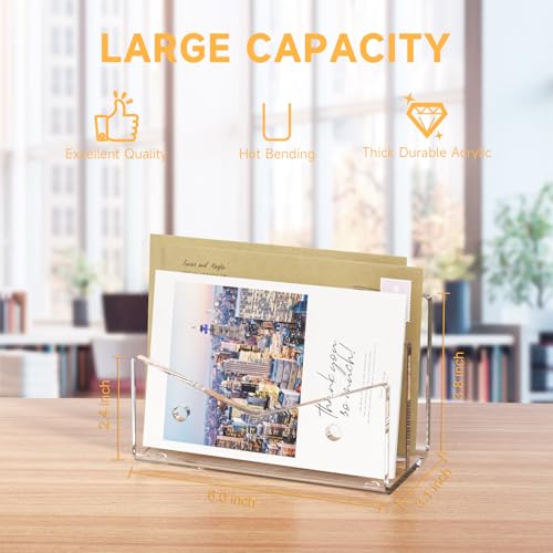 Mail Organizer Envelope Holder - 2 Compartments Clear Acrylic Mail Holder Countertop Vertical Desk Organizer Small File Bill Document Notebook Letter Sorter for Home School Office Supplies - color: Clear, size: 2 Compartments