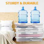 Beeveer 4 Pcs Plastic Under Bed Storage Container with Double Opening Lid Wheel Handle, Transparent Large Capacity Stackable Latching Festival Storage Bin for Closet Bedroom, 31.5x15.8x5.2 In(White) - color: White