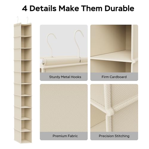 MAX Houser 10-Shelf Hanging Shoe Shelf Organizer, Hanging Shoe Storage for Closet (Beige) - color: Beige, size: 1-Pack