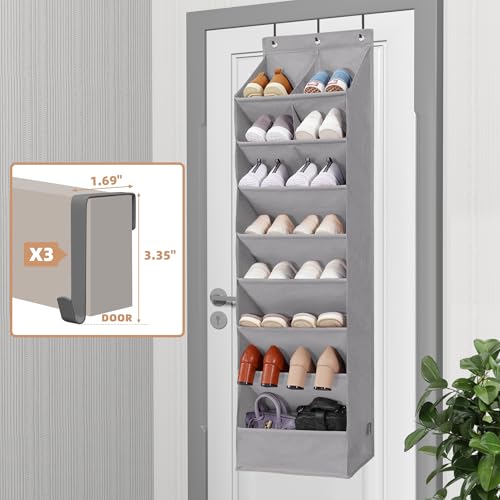 STORAGE MANIAC Over the Door Shoe Organizer Heavy-Duty Large Deep Pocket Hanging Shoe Organizer Shoe Rack Door Closet Shoe Organizer for Wall, Dorm & Narrow Door Storage Shoe Holder Grey, 2 Pack - color: Grey, size: 2 pack