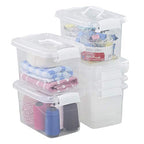 6-Pack Home Storage Bins, Plastic Container, Latching Box with Handle (White handle) - color: White handle