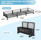 Under Bed Storage with Wheels 47.2"(L)/57.6L Large Rolling Under Bed Storage, Metal Underbed Containers on Wheels, Tool-Free Assembly Foldable Metal Underbed Drawers for Shoes Clothes Toys - size: 2 Pack (47.2×15.7")