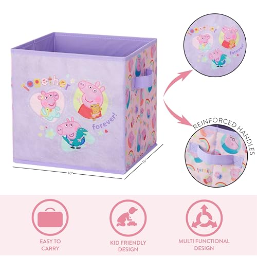 Idea Nuova Storage Cubes for Kids,2 Pack Collapsible Fabric Bins with Handles, Organizer Boxes with Handles for Bedroom,Playroom & Nursery,Peppa Pig - color: Peppa Pig