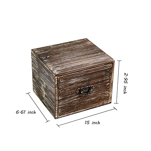 Office Desk Organizer with Drawers Dark Brown Vintage Square Wood Desktop Storage Box Workspace School Supplies Farmhouse Kitchen Countertop Makeup Storage bins for Home Toiletries Supplies Vanity…… - color: Dark Brown Style B Square