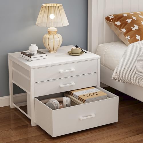 Closet Drawers Set of 2, White Closet Organizer with 3 Fabric Drawers, Stackable Storage Drawers for Closet, Bedroom, Dorm (White)