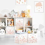 Clastyle 3 pcs 11.8'' Spring Summer Flower Storage Basket for Shelves with Metal Frame Large Butterfly Girl Clothes Toy Book Cube Bin for Bedroom Playroom,Pink - color: Watercolour