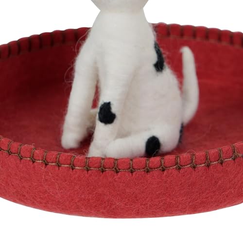 SOFFEE DESIGN Felt Dog Tray, Multi-Use Organizer for Jewelry/Watches/Keys, Non-Slip Bathroom Counter & Entryway Decor, Puppy Bowl Desktop Pet Lover Gift