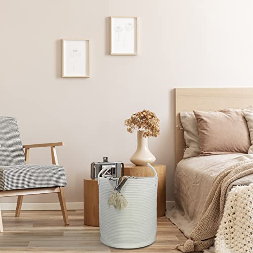 XUANGUO Cotton Rope Laundry Basket Hamper for Clothes Decorative Woven Storage Basket for Living Room Bedroom Boho Tall Rope Baskets for Blanket Toys Baby Nursery Hamper Bin Large white - color: white, size: Regular