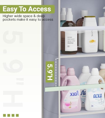 AOODA 2 Pack Over the Door Organizer, Large Capacity Closet Door Hanging Organizer, Clear Deep Pockets Baby Organizer Storage for Nursery, Bathroom, Bedroom, Pantry, Diapers (Grey) - color: Grey, size: 2 Packs