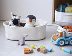 Woven Cotton Rope Storage Basket, Cube Changing Table Organizer for Closet Towels, Baby Nursery Bin, Small Dog Cat Toy Box, Gift Baskets empty (White) - color: White