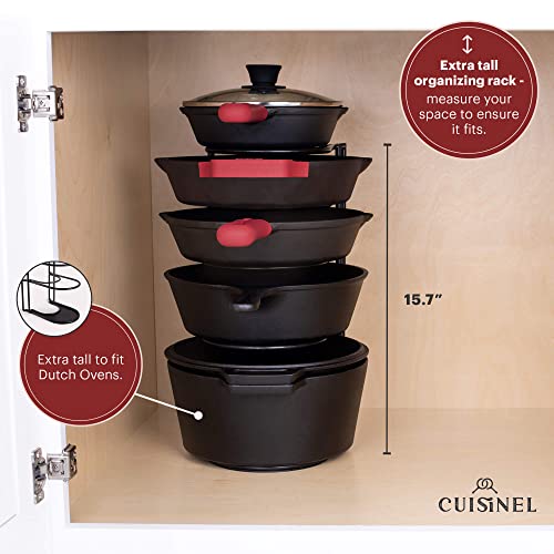Cuisinel Pots and Pans Organizer - 15" Heavy Duty Skillet Rack - 2 Pack - Kitchen Counter/Cabinet Organization Storage - Holder for Cookie Sheet, Cutting Board, Cast Iron Cookware, Dish, Lid Stand - color: Black, size: 15" - 2-Pack