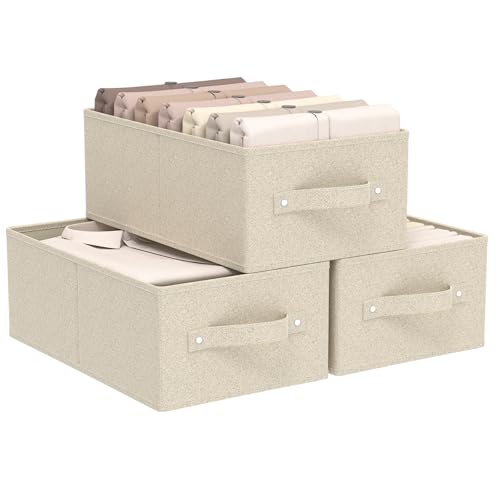 Collapsible Fabric Organizer Bins, Storage Boxes, Cloth Cube Baskets for Organizing Home, Office and Closet, Grey and Beige, 3 Pack, 16.1x9.8x6.4in - color: Grey/Beige, size: 16.1x9.8x6.4 in(3 Pack)