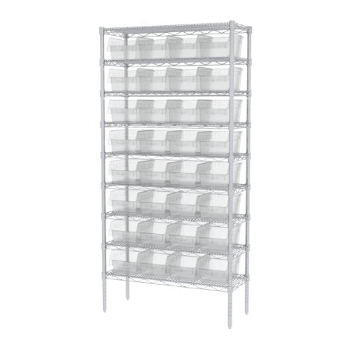 Akro-Mils 30080 Plastic Nesting ShelfMax Storage Bin Box, (12-Inch x 8-Inch x 6-Inch), Clear, (8-Pack) - color: Clear