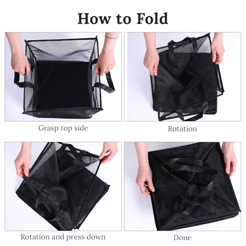 6 Pack Popup Laundry Hamper Collapsible Mesh Laundry Baskets with Handles, Portable Dirty Clothes Baskets Single Layer Foldable Clothes Hamper for Washing Storage, Dorm and Travel Use (Black,13 Inch)