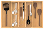 Bamboo Expandable Kitchen Drawer Organizer, 13" to 23" Adjustable Utensils and Cutlery Tray, Wood Drawer Organizer for Silverware Flatware