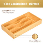 Umilife Bamboo Kitchen Drawer Organizer, 7 Inch Silverware Utensils Tray Holder for Small Drawer, Wood Caddy for Flatware Cutlery Knives - size: 7 x 13 inch (4 Slots)