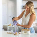 Glass Laundry Jars with Airtight Lids - Kitchen & Laundry Room Organization Containers with Dryer Sheet Holder,Bamboo Tray - Laundry Detergent Powder Half Gallon Storage Canisters with Labels