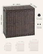 SETVSON Laundry Hamper with Lid Laundry Basket 132 L (35 Gal) Wicker Clothes Hamper, Handwoven Rattan Hamper with Handles and 4 Removable Liner Bags, 6 Mesh Bags for Laundry Bedroom Brown - color: Brown, size: 35.0 Gal