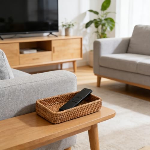 8 Inch Small Rattan Basket Handwoven Serving Tray Storage Blasket Decorative Tray for Home Decor, 8.3"x4.3" - color: Basic, size: 8.3" x 4.3" x 1.6"
